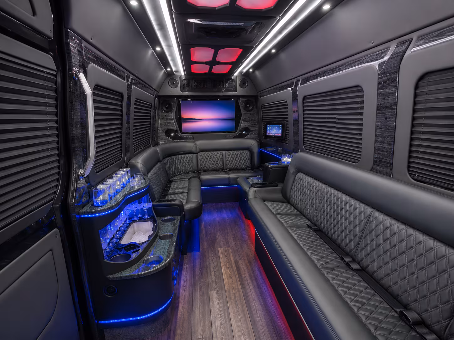 pleasanton 25 passenger party bus interior