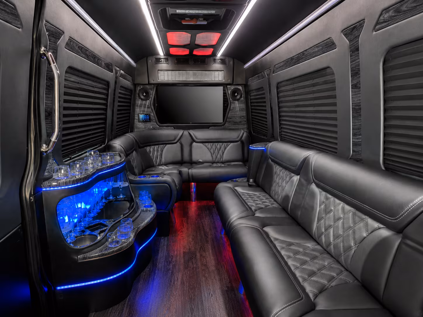 pleasanton 40 passenger party bus inside
