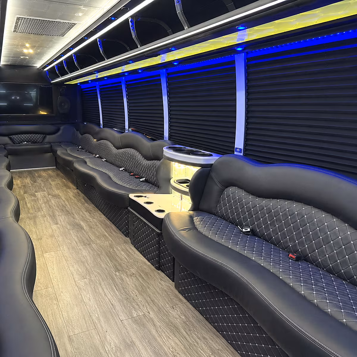 pleasanton party bus rental interior